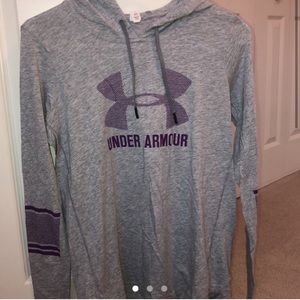 grey and purple under armour hooded long sleeve
